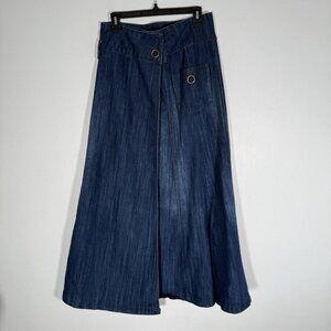 Womens Maxi Wrap Flare Skirt Denim Size 2 Boho Gorp